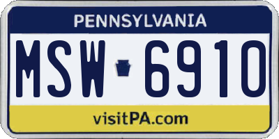PA license plate MSW6910