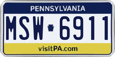 PA license plate MSW6911