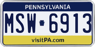 PA license plate MSW6913