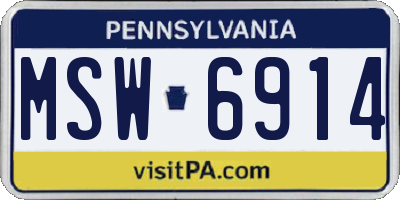 PA license plate MSW6914
