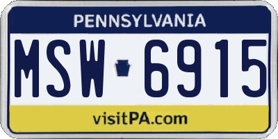 PA license plate MSW6915