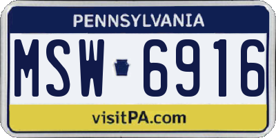 PA license plate MSW6916