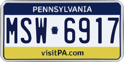 PA license plate MSW6917