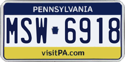PA license plate MSW6918