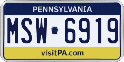 PA license plate MSW6919