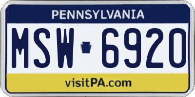 PA license plate MSW6920