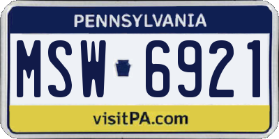 PA license plate MSW6921