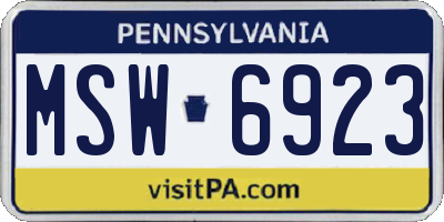 PA license plate MSW6923