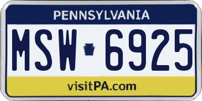 PA license plate MSW6925