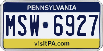 PA license plate MSW6927