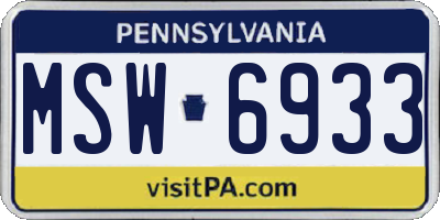 PA license plate MSW6933