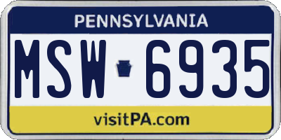 PA license plate MSW6935