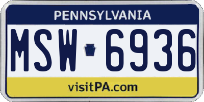 PA license plate MSW6936