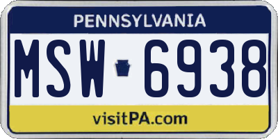 PA license plate MSW6938
