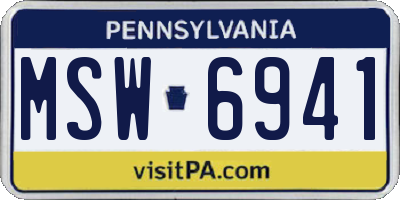 PA license plate MSW6941
