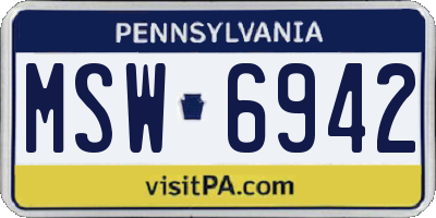 PA license plate MSW6942