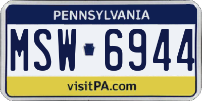 PA license plate MSW6944