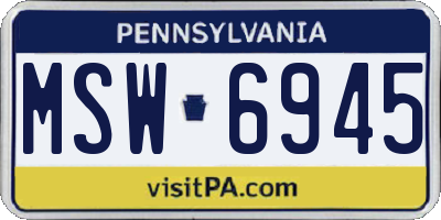 PA license plate MSW6945