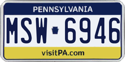PA license plate MSW6946