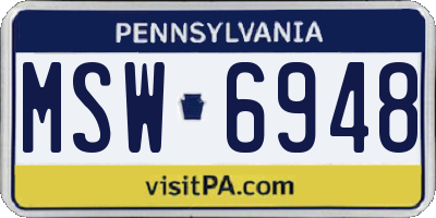 PA license plate MSW6948