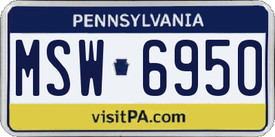 PA license plate MSW6950