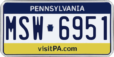 PA license plate MSW6951