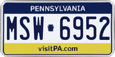 PA license plate MSW6952