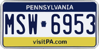 PA license plate MSW6953