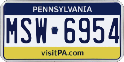 PA license plate MSW6954