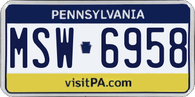 PA license plate MSW6958