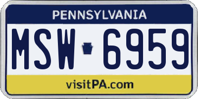 PA license plate MSW6959