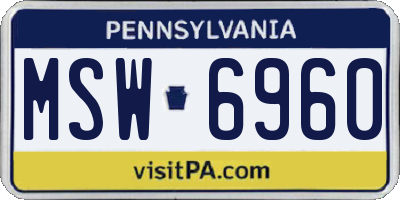 PA license plate MSW6960