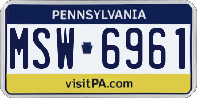 PA license plate MSW6961