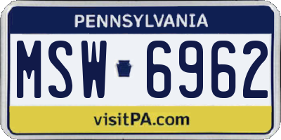PA license plate MSW6962