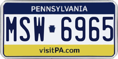 PA license plate MSW6965