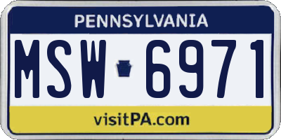PA license plate MSW6971