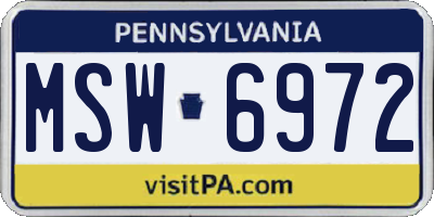 PA license plate MSW6972