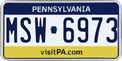 PA license plate MSW6973
