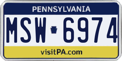 PA license plate MSW6974