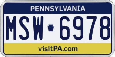 PA license plate MSW6978