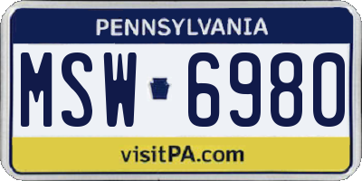 PA license plate MSW6980