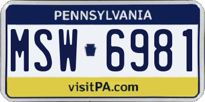 PA license plate MSW6981