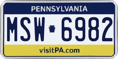 PA license plate MSW6982