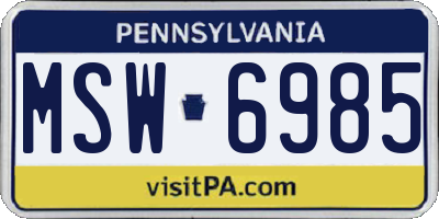 PA license plate MSW6985