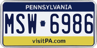 PA license plate MSW6986