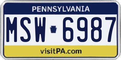 PA license plate MSW6987