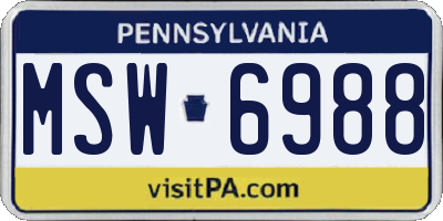 PA license plate MSW6988