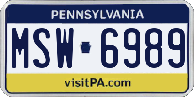 PA license plate MSW6989