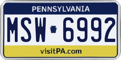 PA license plate MSW6992