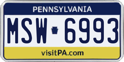 PA license plate MSW6993